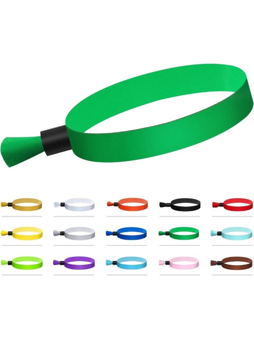 100 Disposable Cloth Wristbands for Events - Green Festival Access Passes